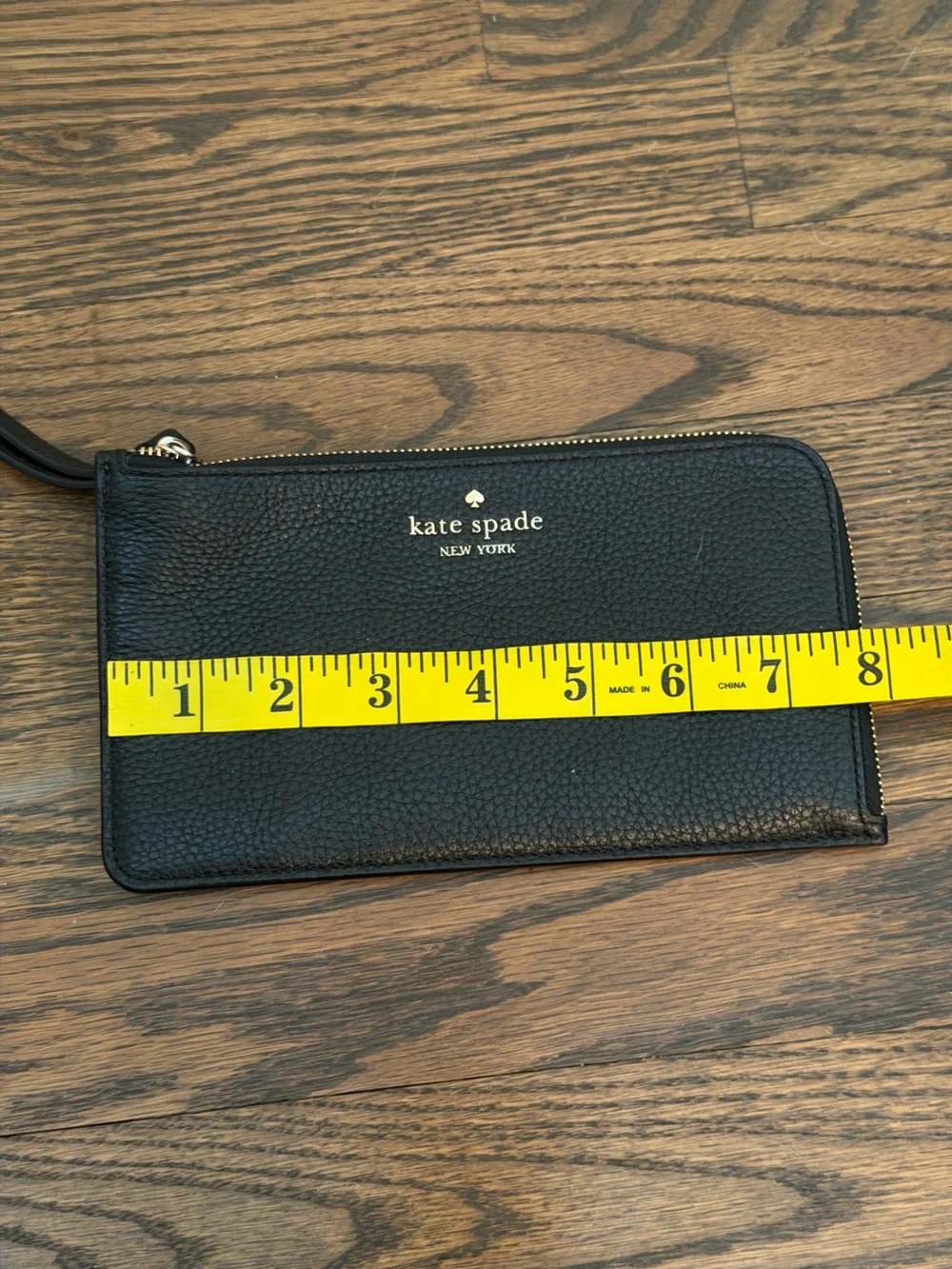 Kate Spade NY Black Pebbled Leather Zip Wristlet Wallet Clutch Large